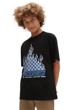 Vans Reflective Checkerboard Flame Ss - T-Shirt Print - Black