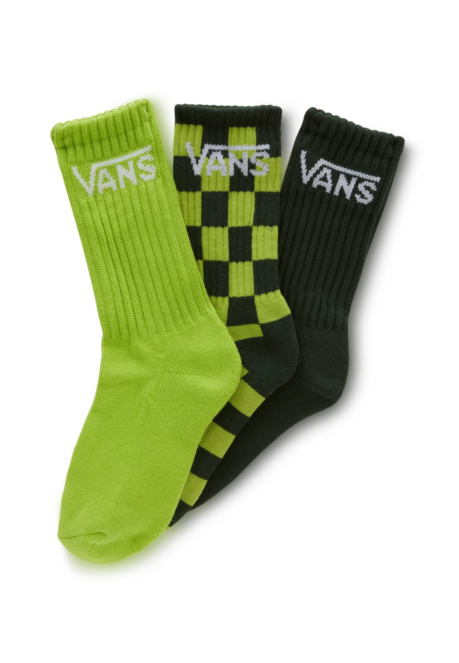 Vans 3Pk Classic Crew Youth - Sokken - Mountain View Lime Grn